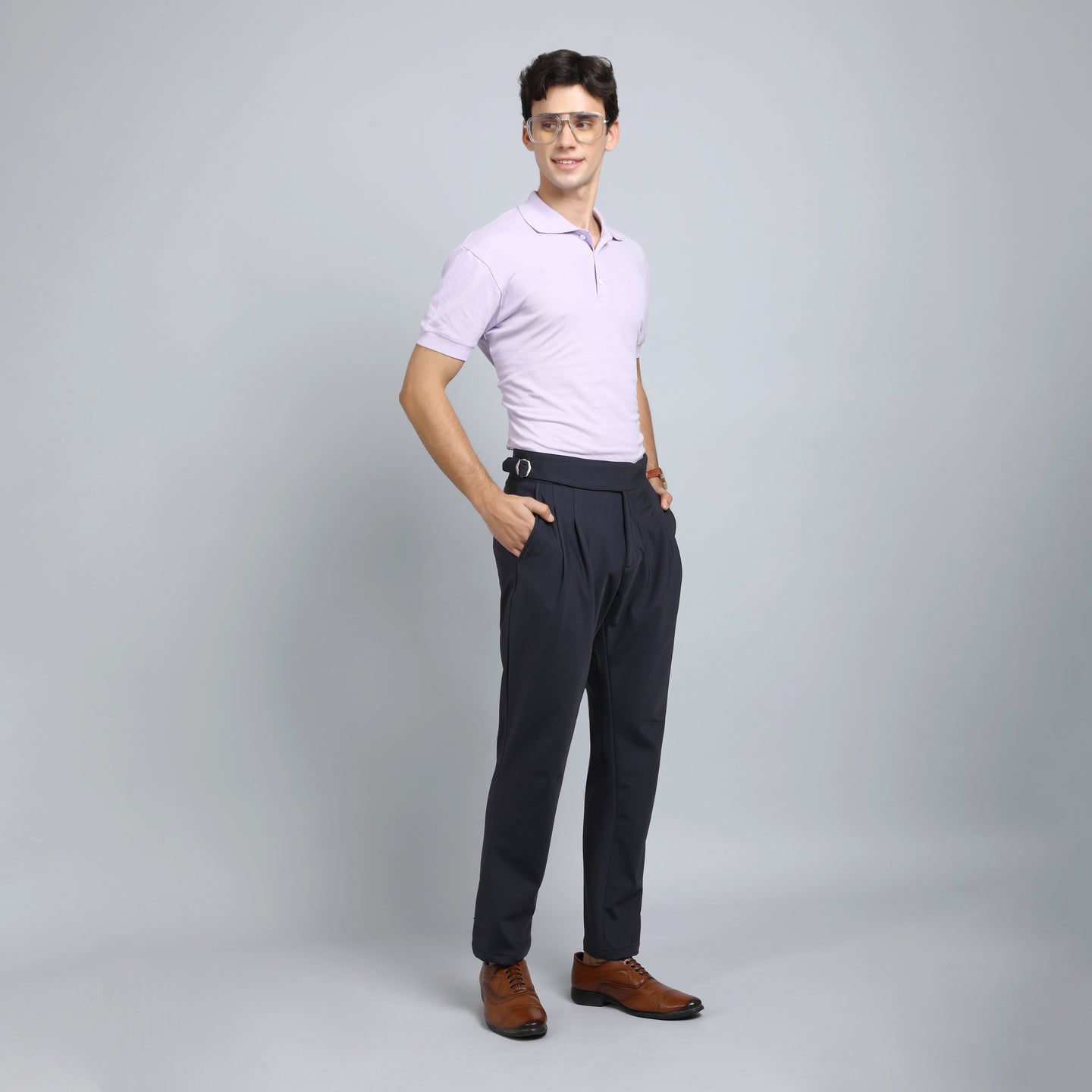 OYSTER BLACK GREY SLIM FIT GURKHA TROUSERS 4797-4